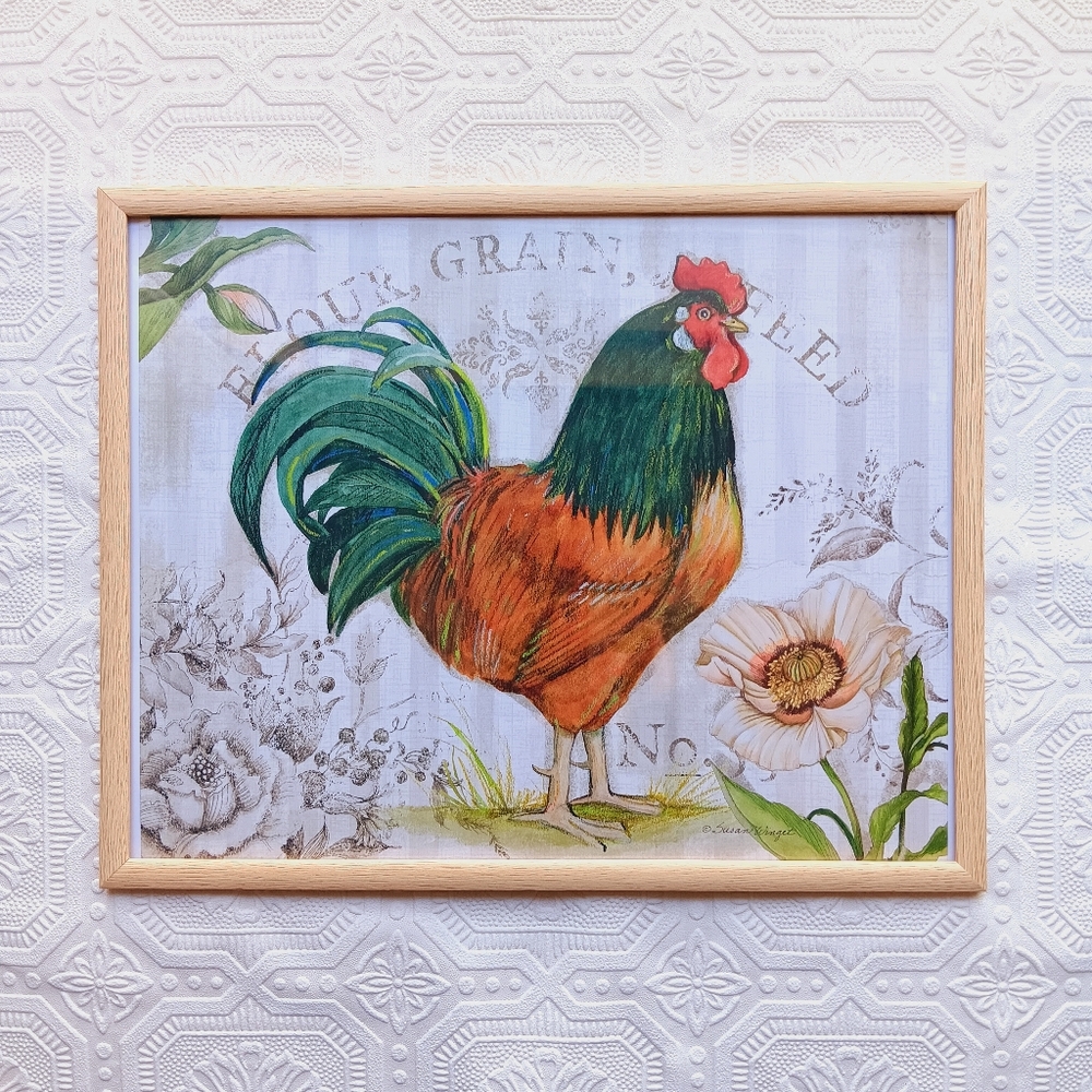Barn Rooster Glass Wall Art